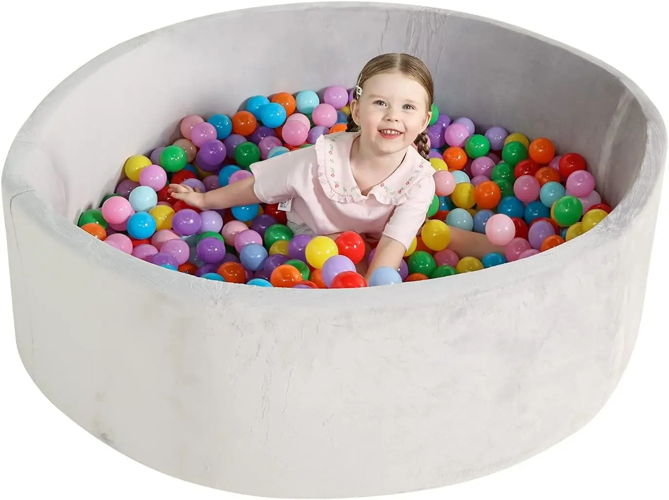 

Extra Large Foam Ball Pit for Toddlers, 47x14 inch Soft Baby Ball Pit with Washable Velvet Cover (Balls not Included)-Grey