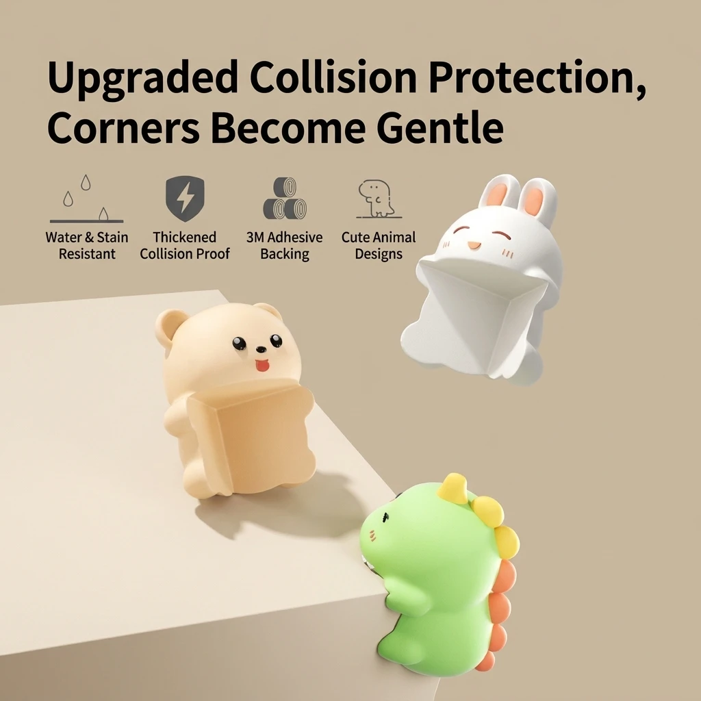 Cartoon Corner Protector Anti-Collision Edge Guard Silicone Cover for Baby Kids Furniture Table Window Dinosaur Rabbit Bear