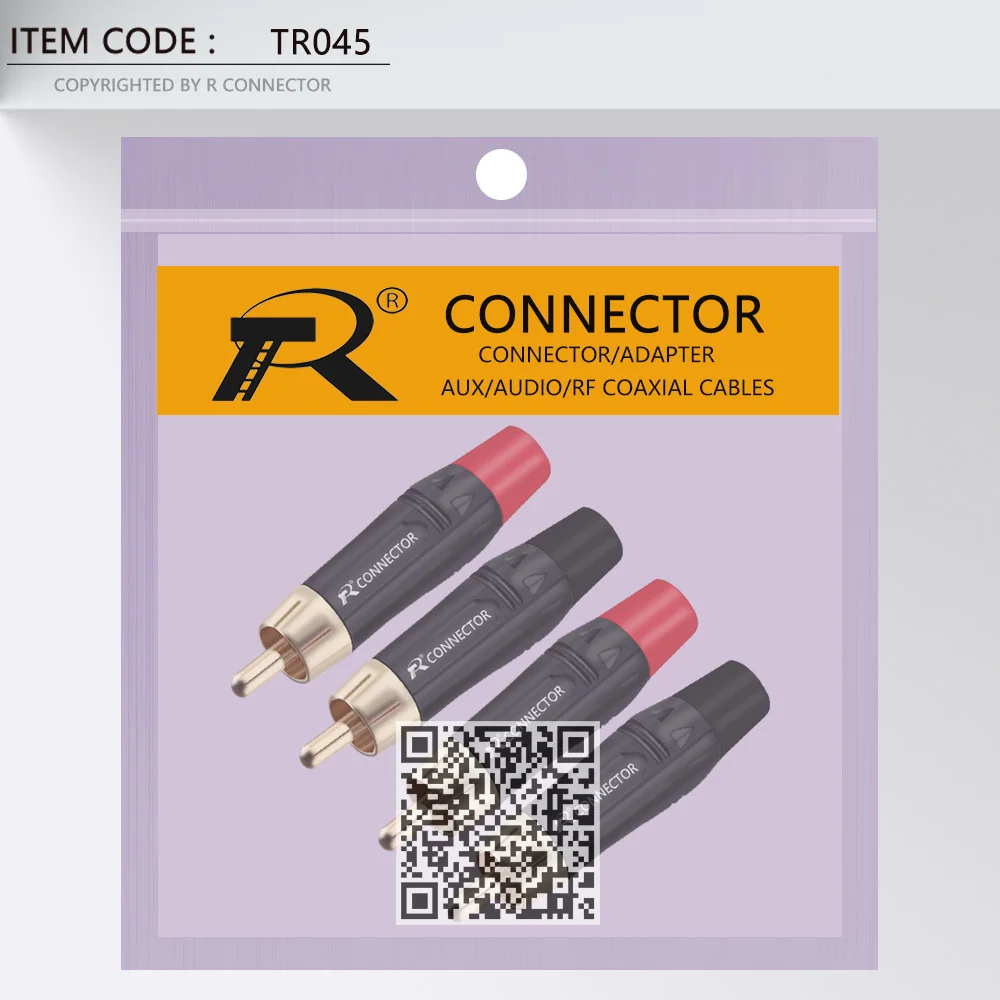 2PCS RCA Audio And Video Plug Connector RCA Male Lotus Jack Black Plating Electrophoresis With Gold Plated Head