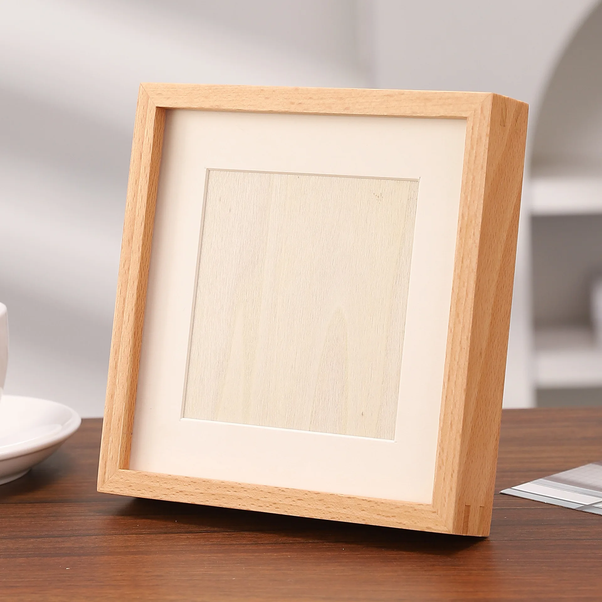 Solid Wood Square Picture Frame Traditional Craftsmanship Creative Minimalist Desktop Display Home Decor Wall Art Frame