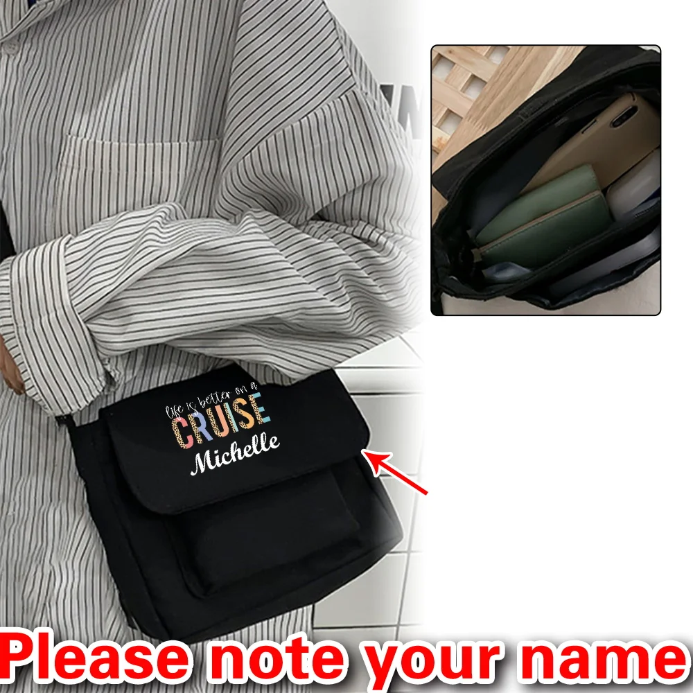 

Personalized Customized Fashion Printed One-shoulder Messenger Bag Black Handbag