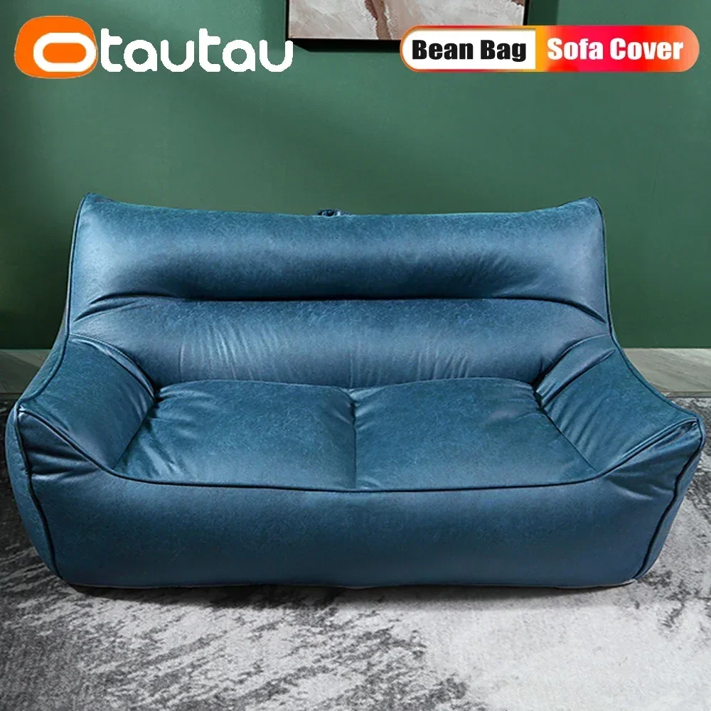 OTAUTAU 2-seat Faux Leather Bean Bag Cover SF392【No Filler Inside! You Need To Buy Filler By Yourself !】
