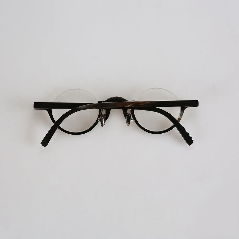 Eyeglasses Unique Retro Clear Half Rim Handmade 100% Natural Horn Reading Eyeglass Frames For Men Women Round Antique Eyewear