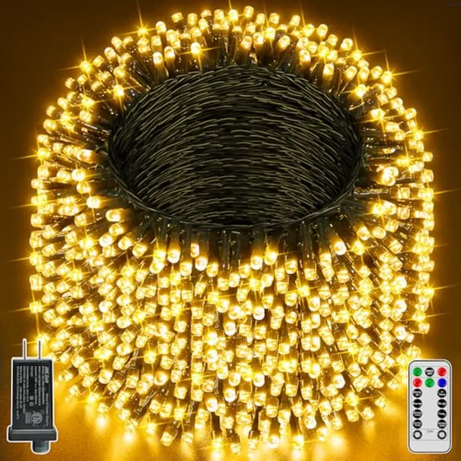 

Christmas Lights 263Feet, Christmas Tree Light with 8 Lighting Modes, Outdoor Waterproof String Lights with Remote and Timer, X