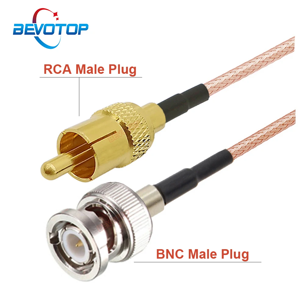 RG316 Cable BNC Male to RCA Male Plug 50 Ohm RG-316 RF Coaxial Pigtail Extension Jumper Cord Video BNC to RCA Adapter BEVOTOP