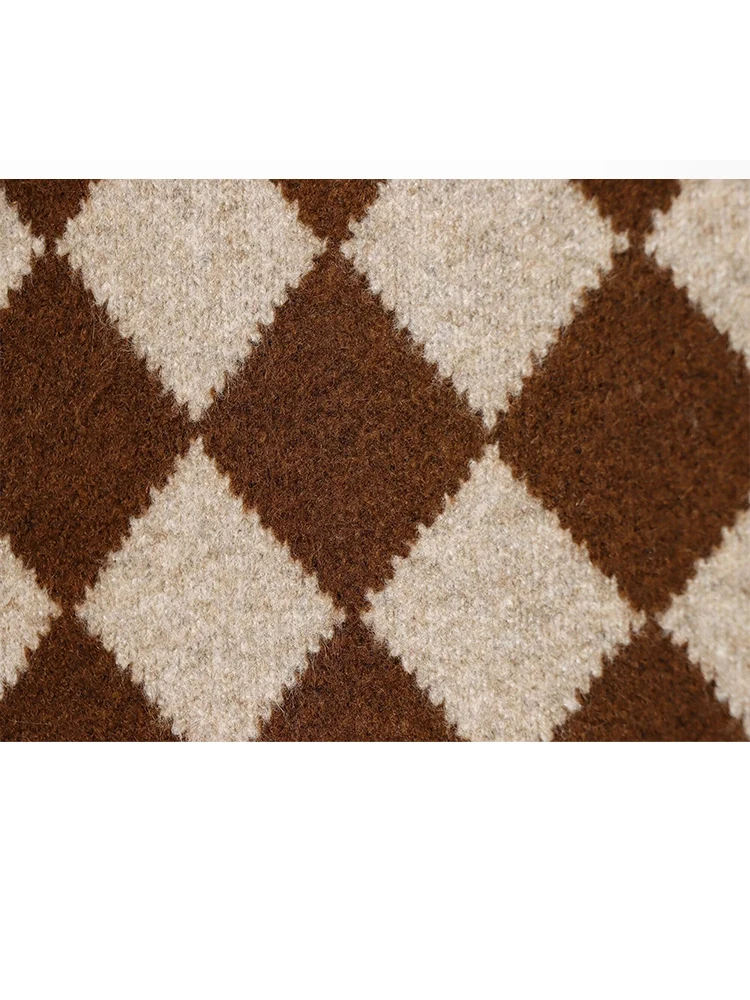 HH femmes mode décontracté polyvalent losange Jacquard tricoté manteau femme col rond amour simple boutonnage Cardigan haut à manches longues