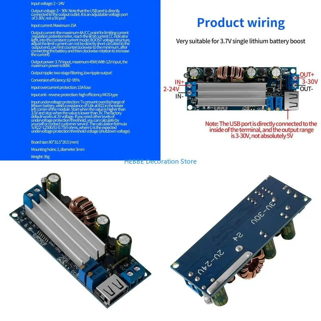 B0KC Voltage-Converter 2V-24V to 3V-30V 80W 3.7V 6V 9V 12V Step Up Power-Supply Transformer-Module Regulator Controller