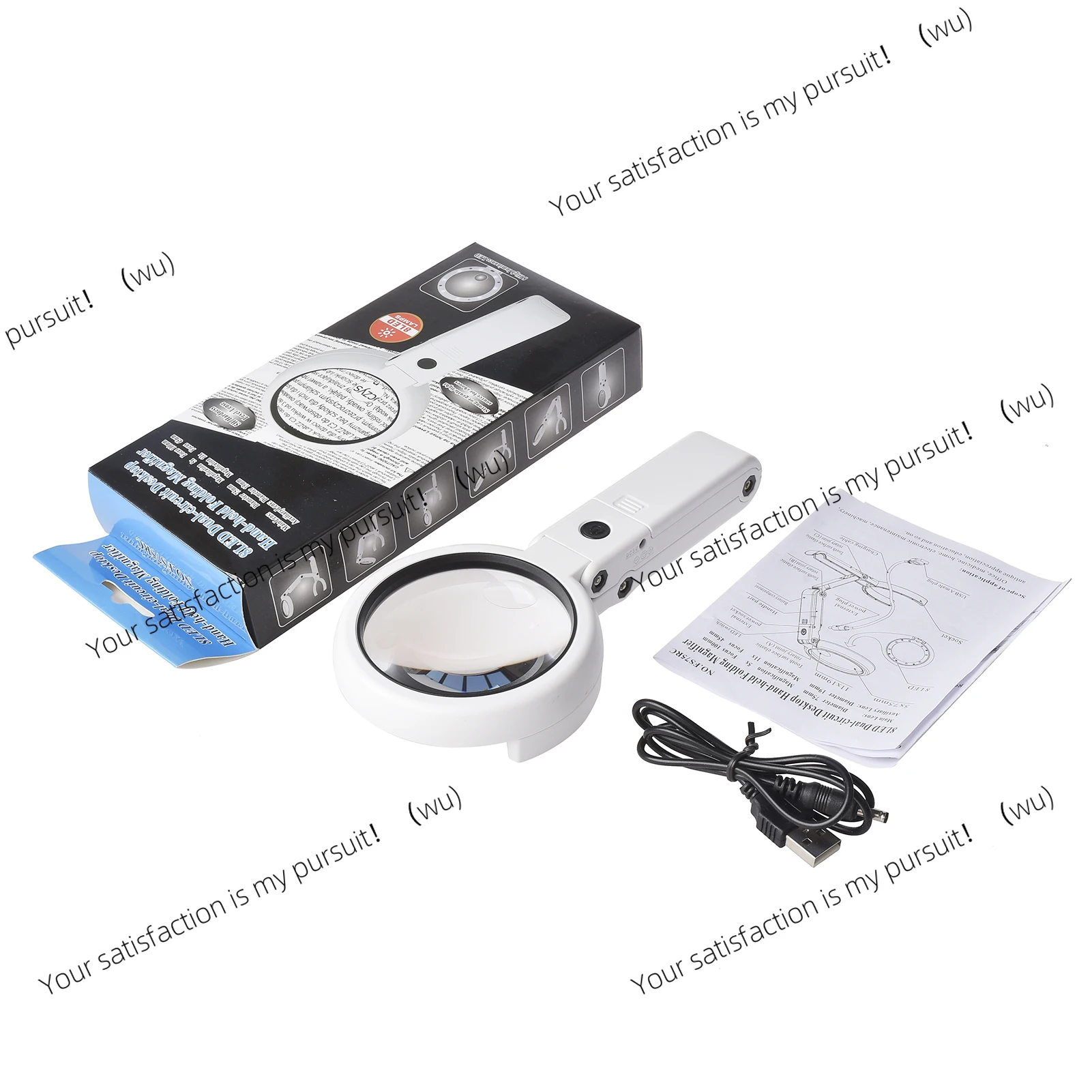 5X 11X Multi Purpose Magnifier USB Handheld Desktop Magnifying Glass with LED Lights for Reading Repair