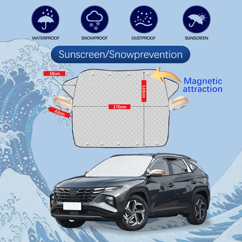 For Hyundai Tucson L 1.5T NX4 Hybrid Car Winter Windshield Snow Cover Frost Protection Anti-ice Front Windscreen Cover