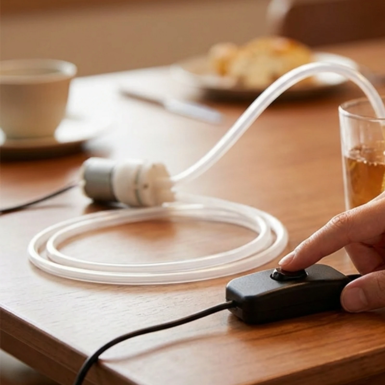 USB Powered Electric Siphon Pump with Inline Switch Compact Transfer Pump Food Grade Silicone for Aquarium