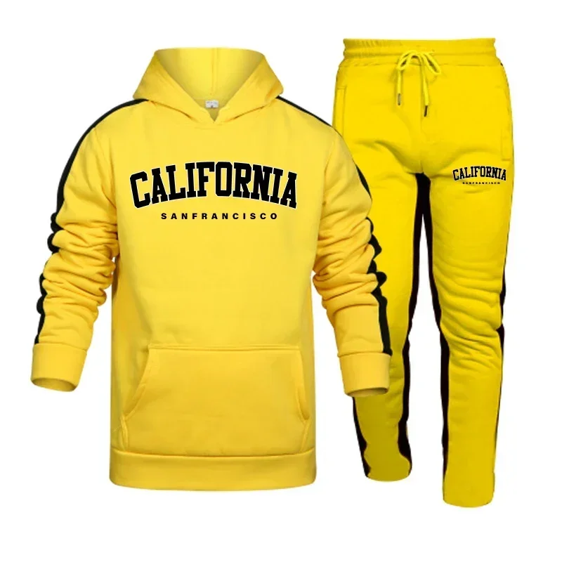 Men's Tracksuit 2 Pcs Sets Casual Hooded Sweatshirt Suit Outdoors Sports Jogging Clothes Autumn Winter Fashion Street Sportswear - view 4