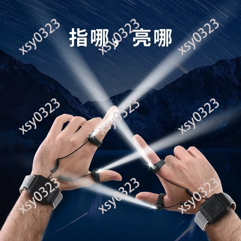 Wrist Rechargeable Flashlight, Strong Light Portable Lamp for Night Fishing Outdoor Maintenance Local Lighting