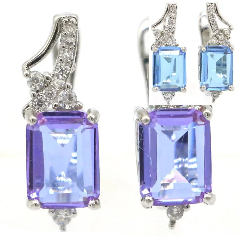 3g 925 SOLID STERLING SILVER Customized Earrings Lovely Alexandrite Topaz London Blue Blood Ruby Blue Sapphire Emerald CZ Bride