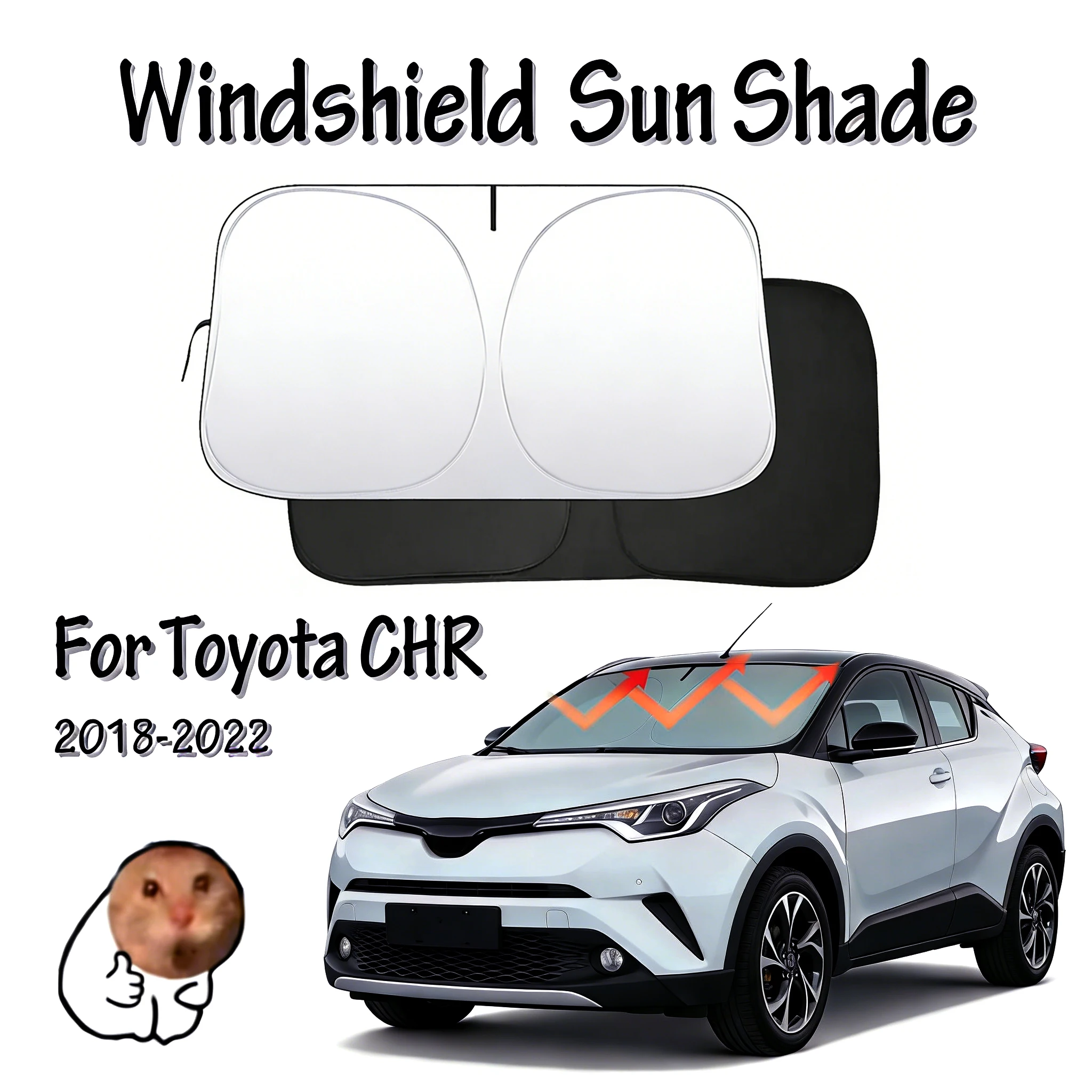 Windshield Sun Shade For Toyota CHR C-HR 2018 2019 2020 2021 2022 Window Cover Sun Visor Foldable Space-Saver Sunscreen Anti-UV