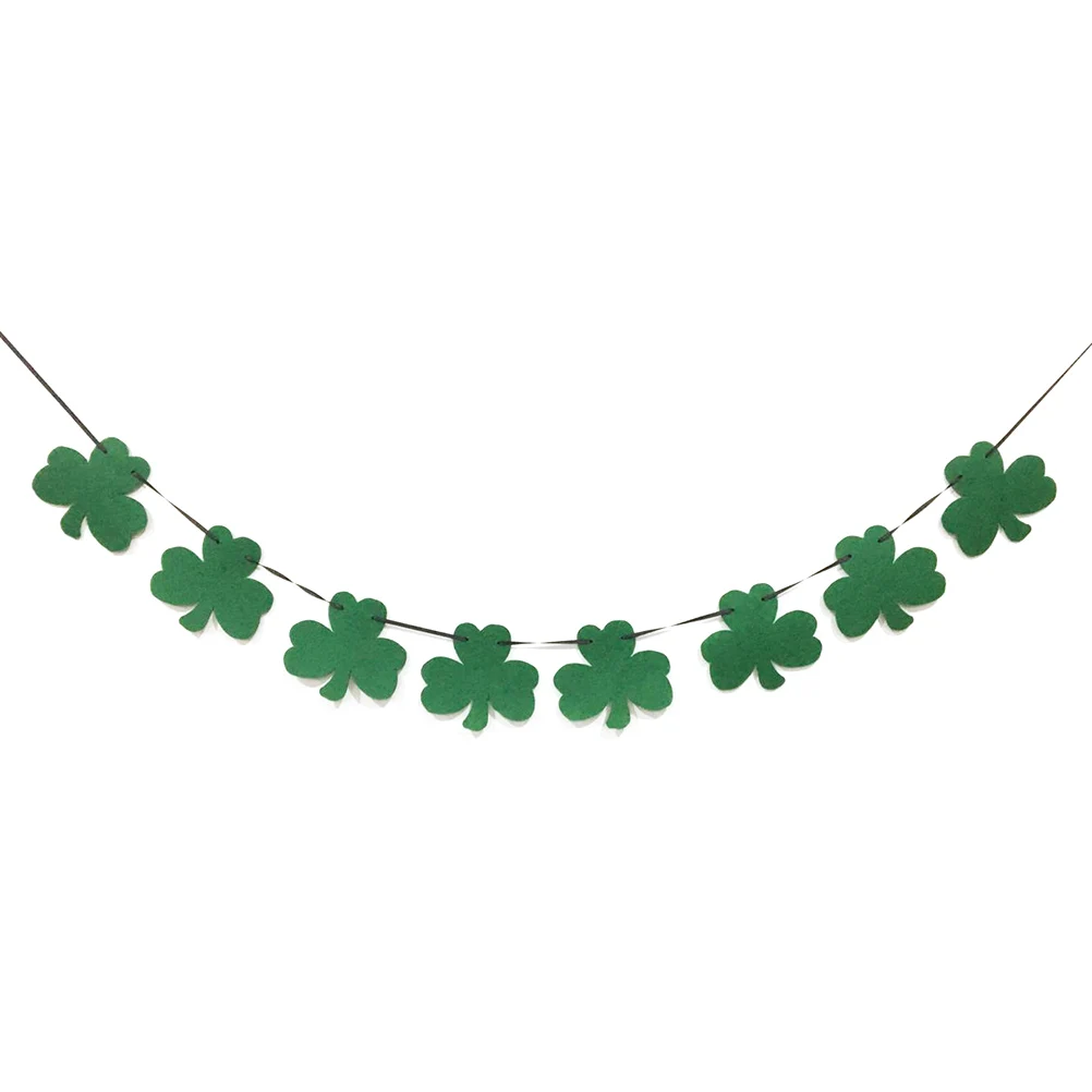 

2 PCS Clover Decoration Shamrock Bunting Patrick's Day Banner Wreath St.Patrick