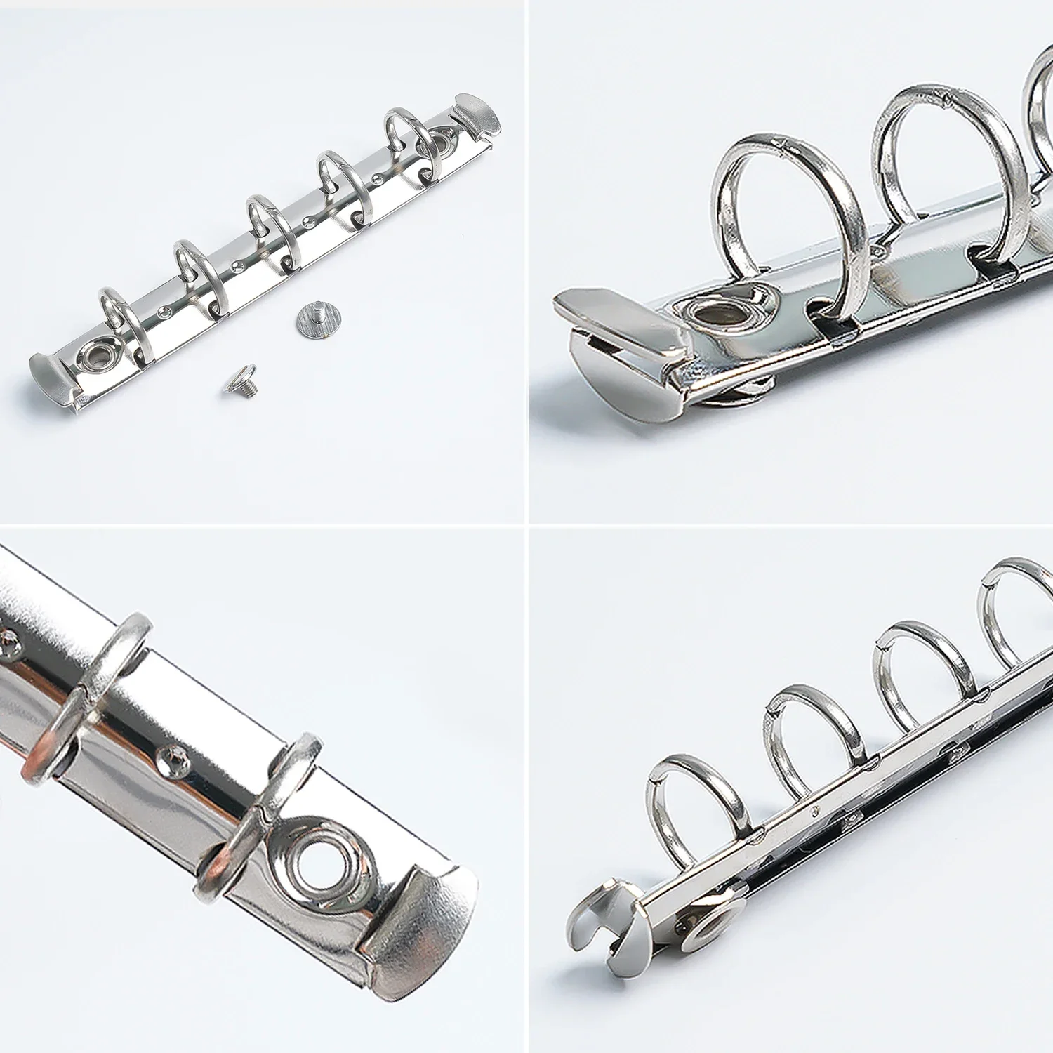 Moterm A8 사이즈 금속 나선형 링 바인더 클립, 5 홀, 나사 2 쌍 포함, 일기 노트북 플래너 바인더 클립 파일 폴더