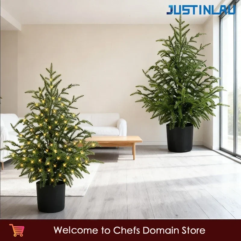 JUSTINLAU 2FT الاصطناعي نورفولك الصنوبر السرو يترك أصائص الأشجار منضدية شجرة صناعية عطلة زينة عيد الميلاد للمنزل أو المكتب