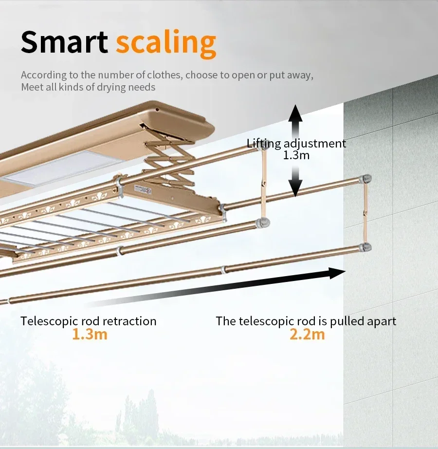 

Electric Ceiling Mounted Lift Clothes Automatic Laundry Rack Ceiling Hung Drying RackHot Sales
