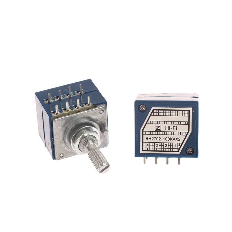 RH2702 Resistance Stepping Dual-unit Channel Audio Volume Control Potentiometer A50K A100K 8Pins Plum Axis