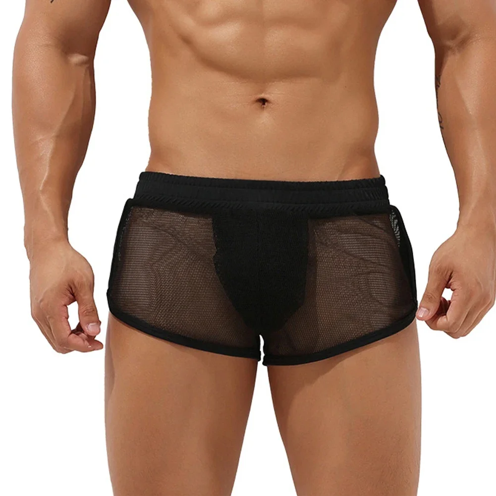 Shorts de malha masculinos elegantes e confortáveis, corredores de praia, roupas íntimas fitness para musculação, preto e branco, M 2XL