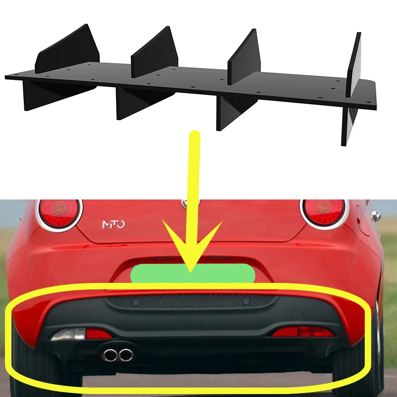 Use For Alfa Romeo Mito 2009-2014 Year Rear Diffuser Bumper Lips Spoiler Splitter Body Kit Accessories