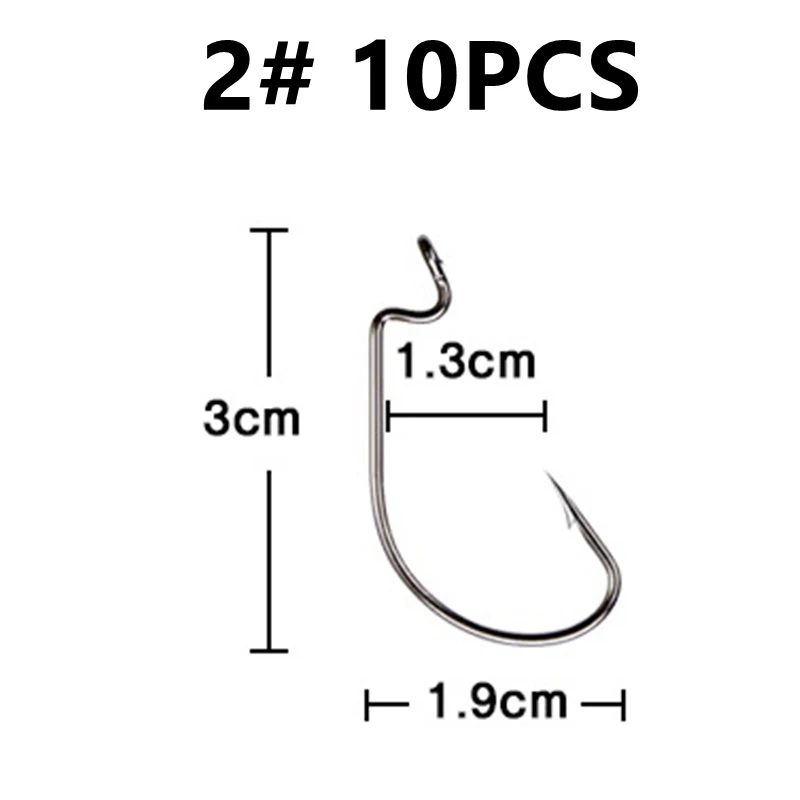 50Pcs Box Fishing Hooks Set Jig Crank Barbed Hook High Carbon Stainless Steel Wide Gap Offset Fishhook Soft Worm Sea Hook Tackle