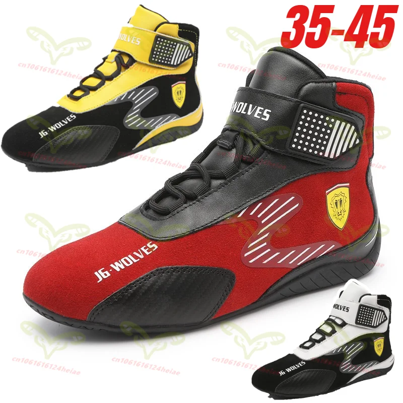 

NEW HOT Genuine Leather Motocross Racing Boots Flame Retardant Anti-Slip Karting Boots for Adult and Kids Waterproof Boats
