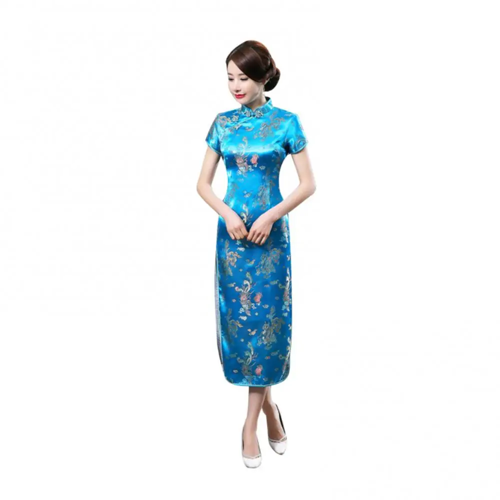 Robe de soirée Cheongsam longue chinoise pour femmes, fleur de prunier traditionnelle, robe de demoiselle d'honneur