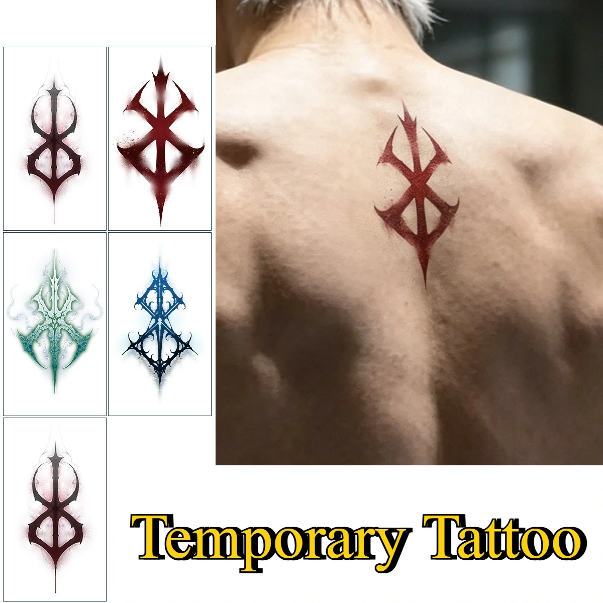 Berserk Brand of Sacrifice Tattoo Stickers Waterproof Anti-Sweat Anime Temporary Tattoos for Cosplay Fans Gift
