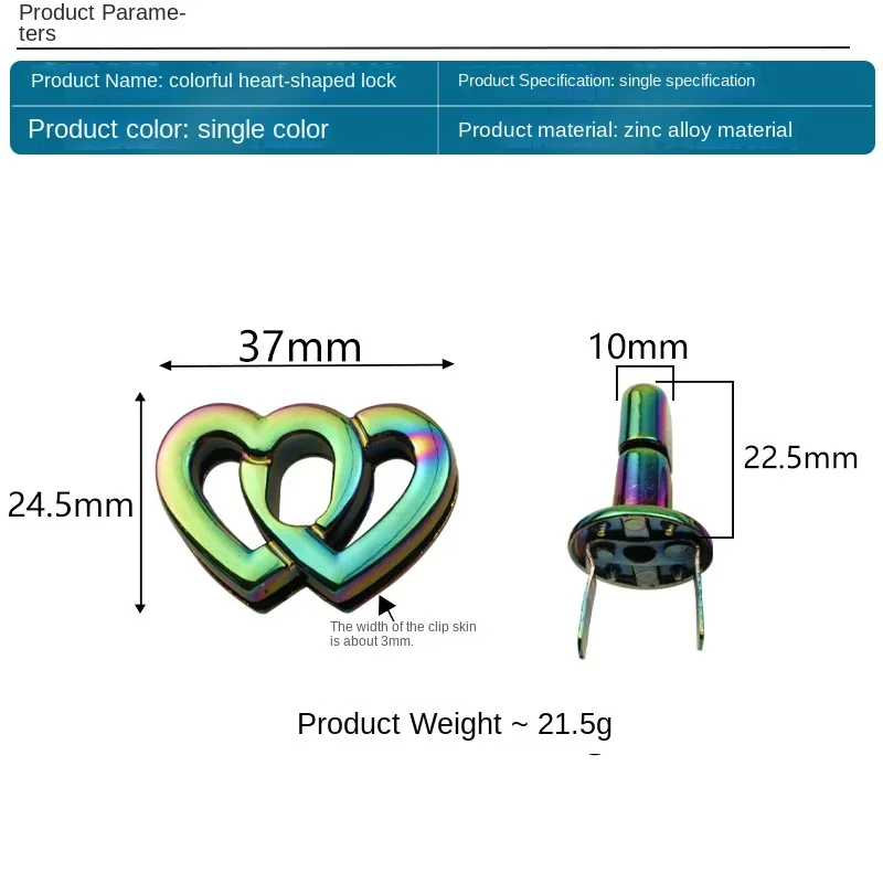 37mm Double Heart Metal Turn Twist Lock Turn Lock for Handbag