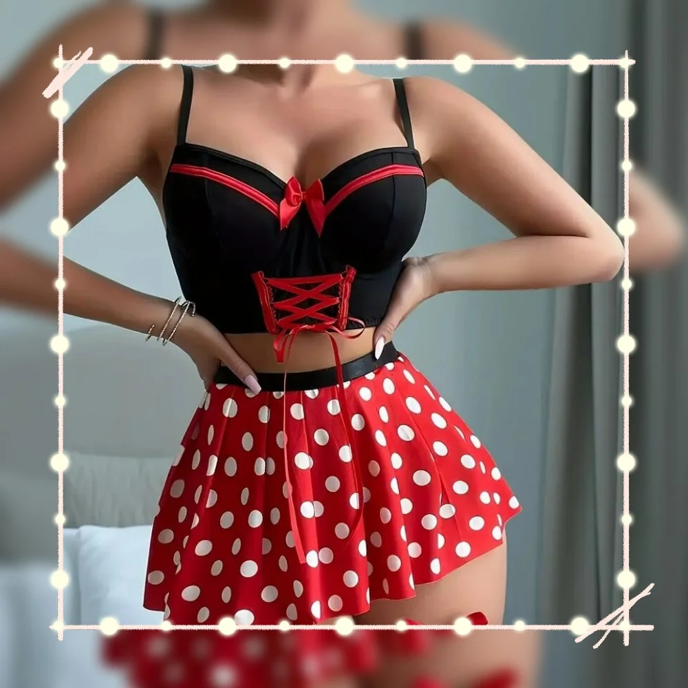 Cosplay Lingerie Sexy belle princesse soutien-gorge string jupe 3 pièces ensemble mignon filles Dot Winnie intime sous-vêtements pour femmes