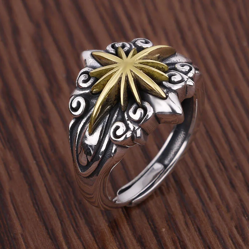 

925 Sterling Silver Vintage Star Rings for Men Male Birthday Wedding Party Christmas Father Groom Boyfriend Gift