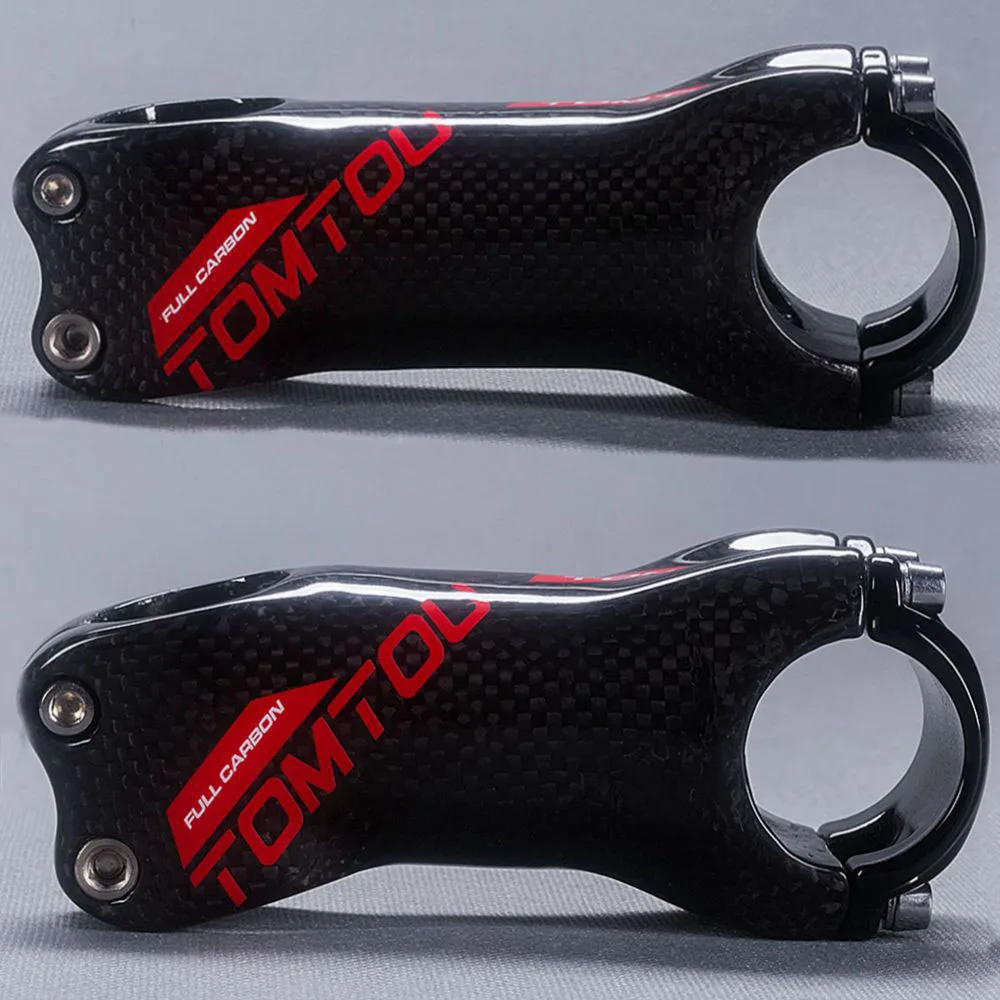 

TOMTOU Full Carbon Fibre Stem Bike Mountain Road Bicycles Stems Cycling Parts Length 60/70/80/90/100/110/120/130mm Red 3K Gloss