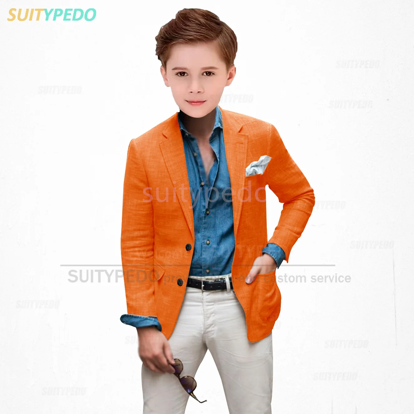 Fashion Boys Linen Blazer Summer Beach Holiday Kids Casual Costume Tailor-made Daily Party Children Slim Fit Jacket 1 Piece