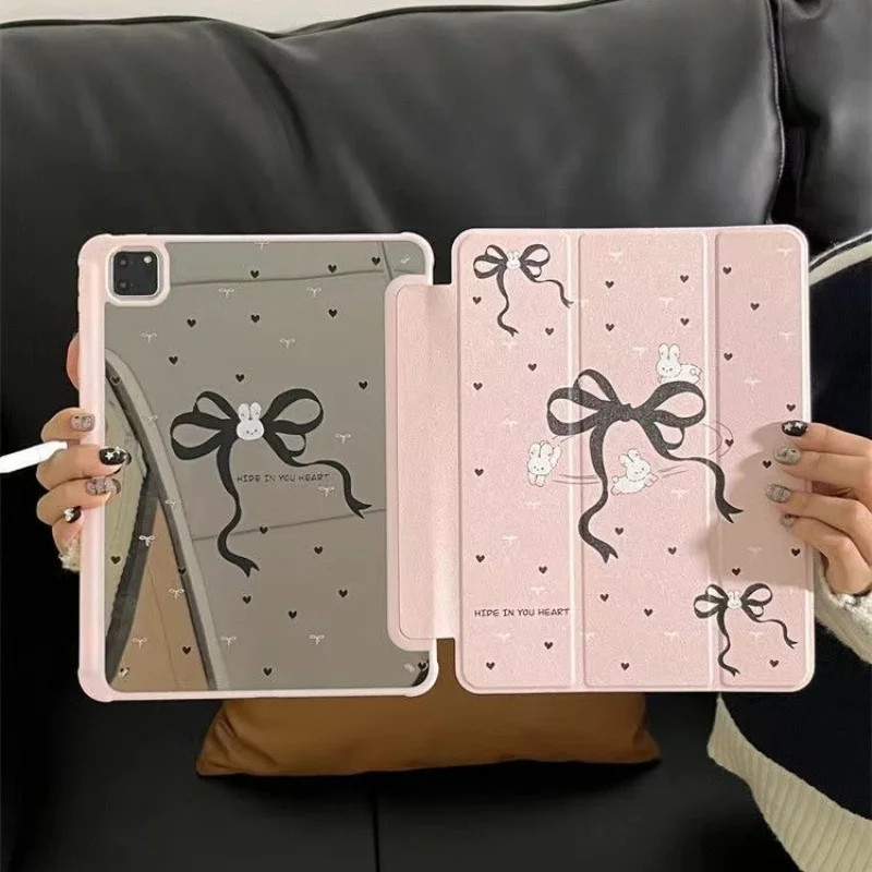 

Pink Bow Rabbit Protective Cover for iPad Pro, Apple Tablet Shell, Air 6, 13 "with Pen Slot, iPad 9, Mini 6, 10 Generation