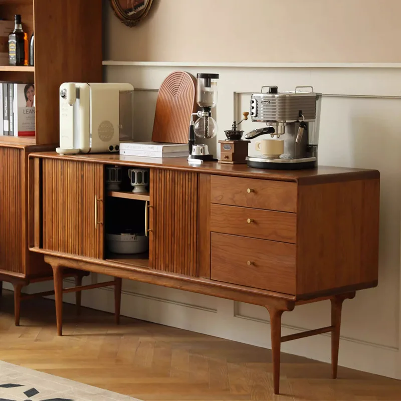 

American retro dining side cabinet cherry wood organ rolling shutter door medieval tea cabinet living room solid wood sofa