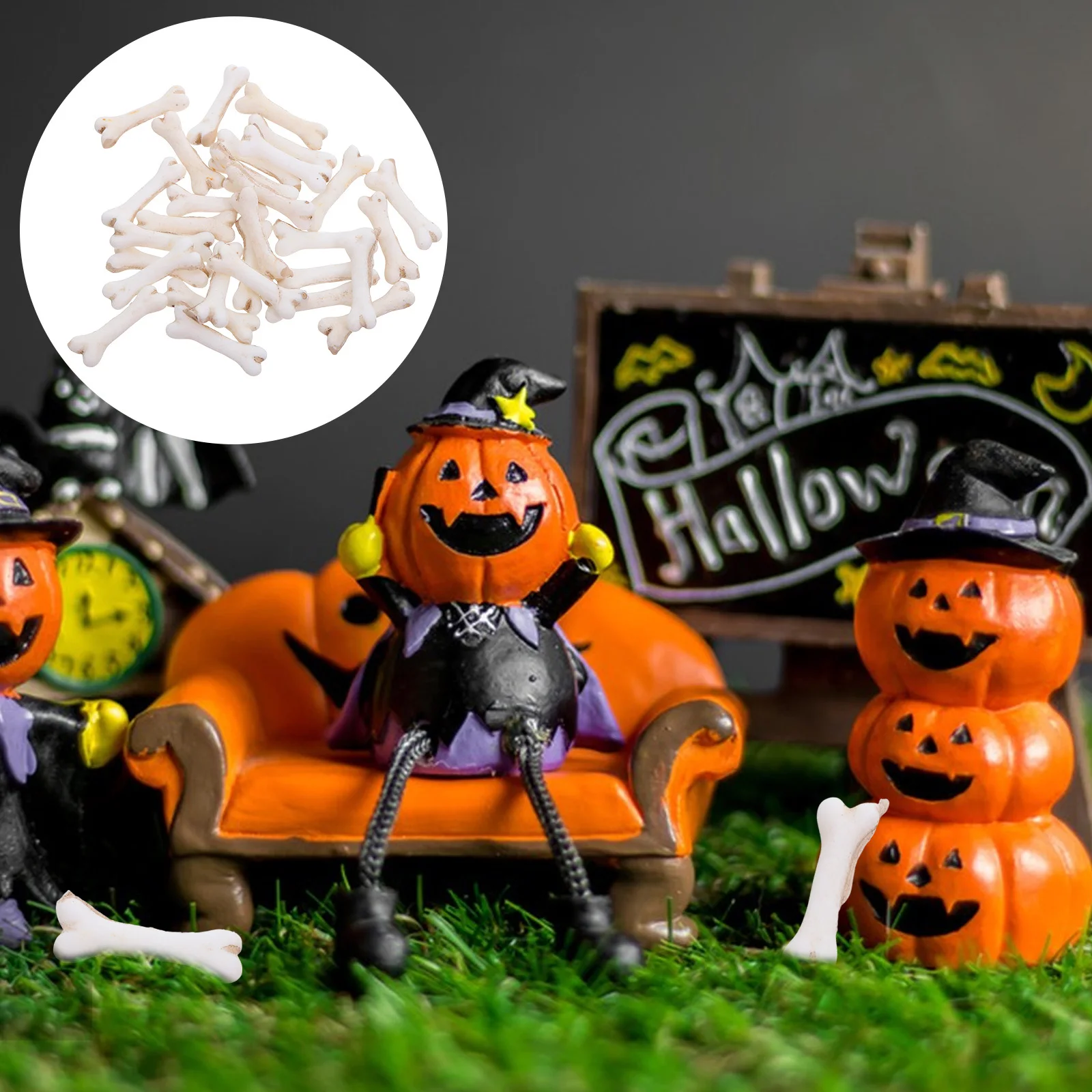 

30pcs Mini Bones Decor: Realistic Fake Bones Resin Craft For Halloween Party Supplies Micro Landscape Sand Table Bone