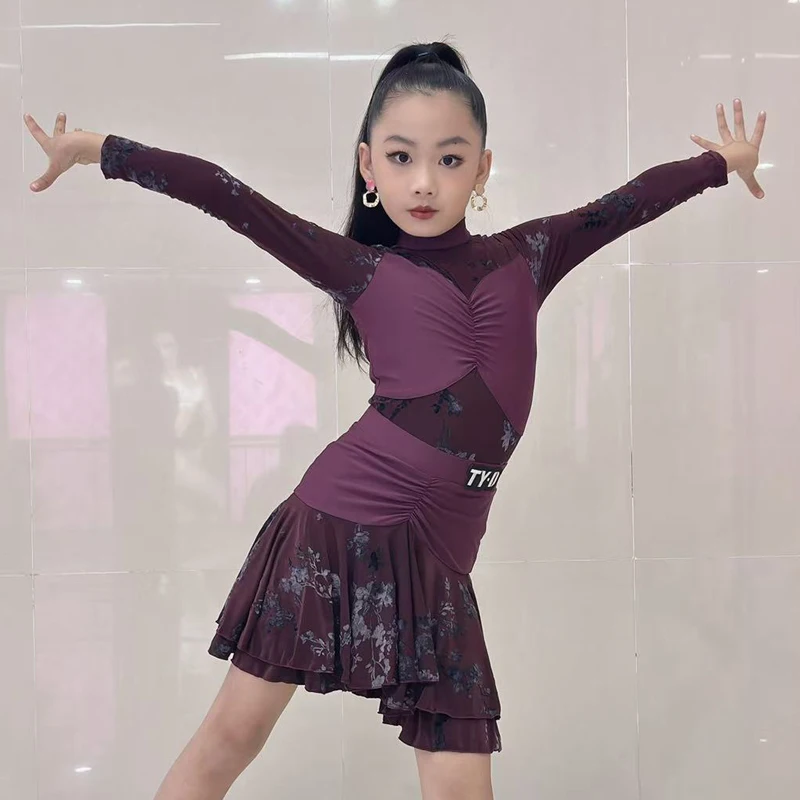 

Модное платье для соревнований по бальным танцам, детская национальная стандартная одежда для латинских танцев, костюмы для латинских танцев для девочек DW11143