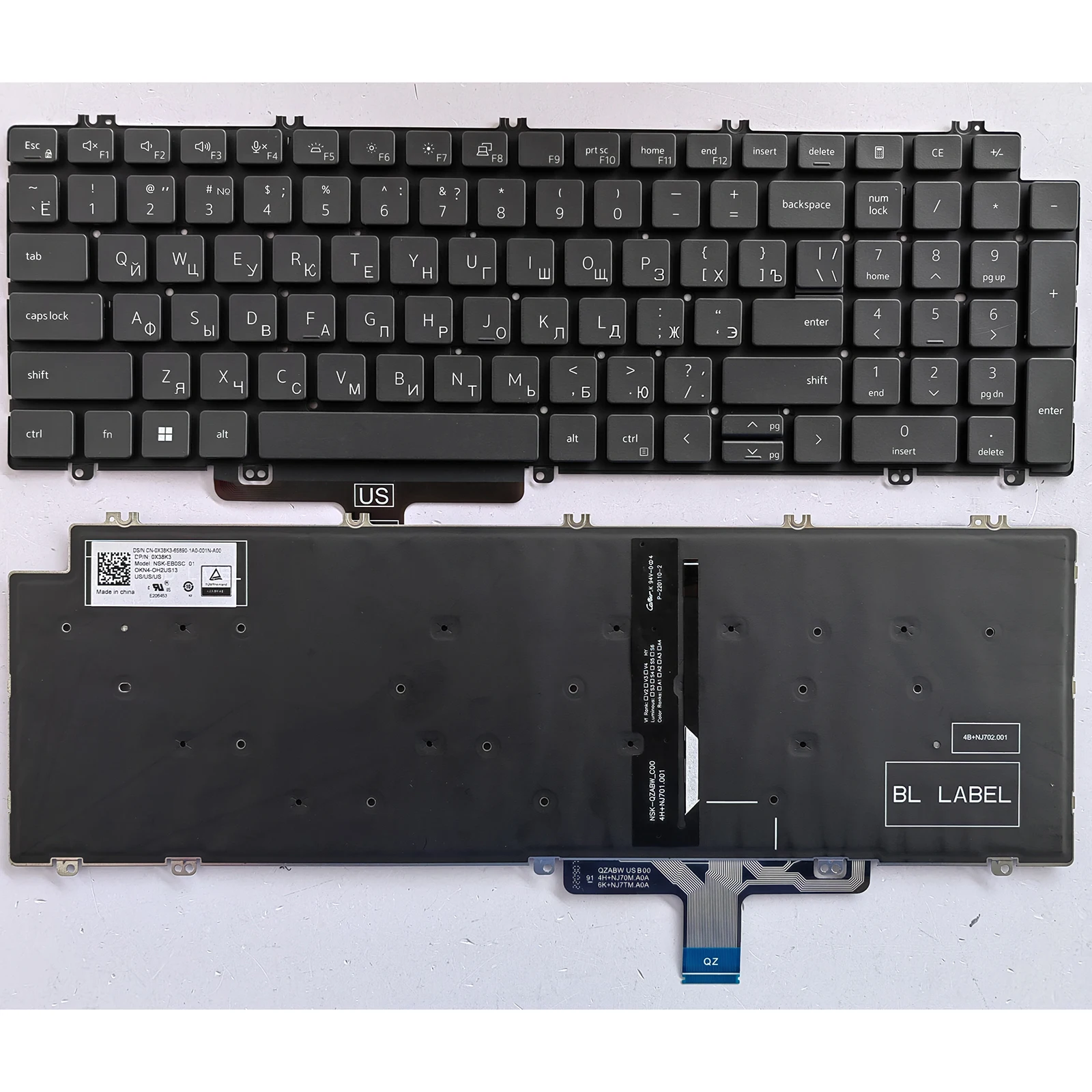 

US SP RU layout for Dell Precision 7750 7760 3560 3561 Latitude 3540 5520 5521 5530 5531 5540 7550 7560 P170G Laptop Keyboard