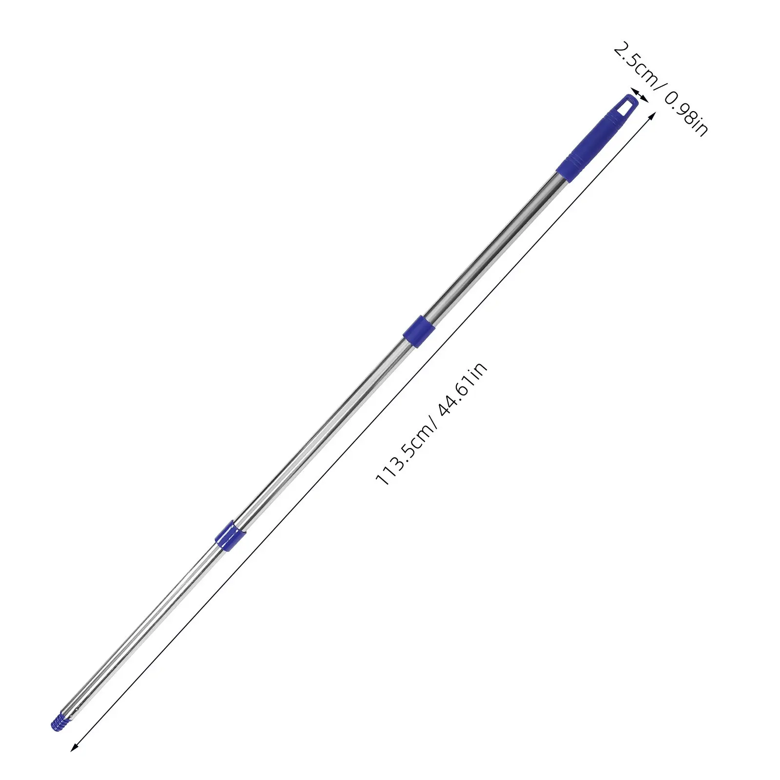 1Set Mop Replacement Rod Three Section Adjustable Length Threaded Handle Stainless Steel Broom Pole Floor Mop Accessory