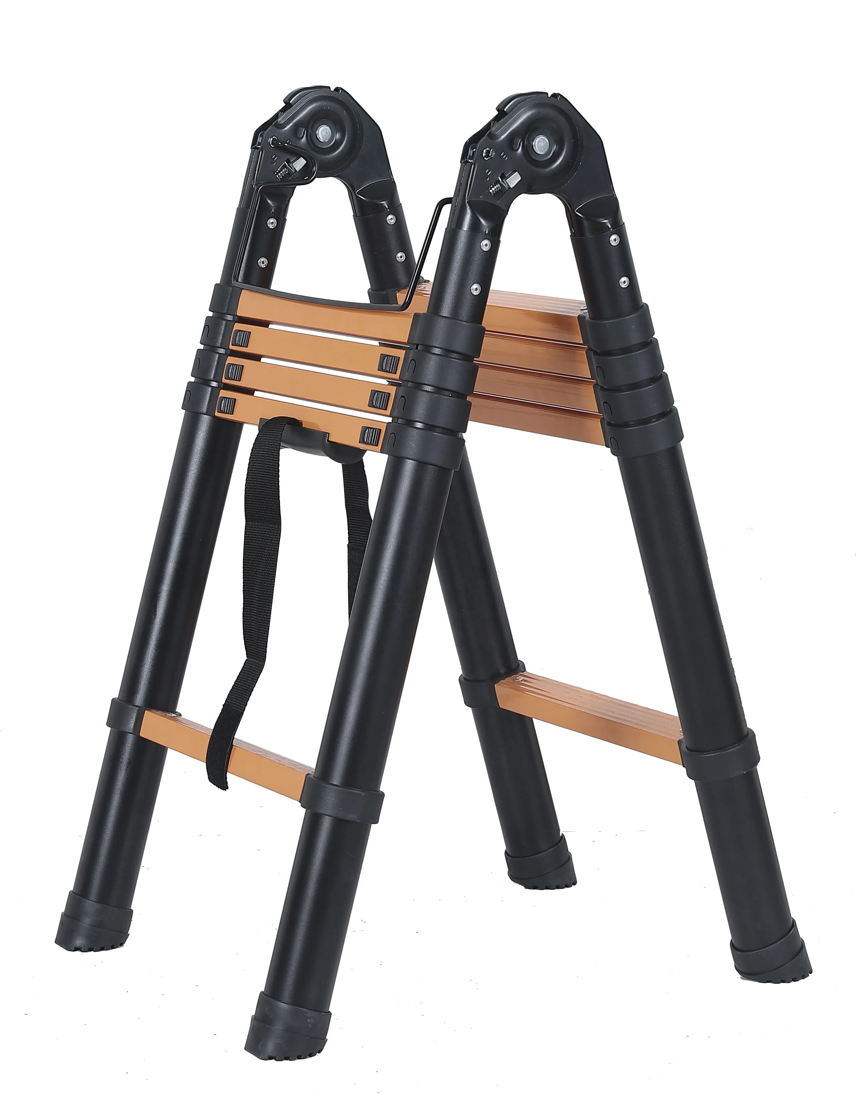 

Compact A-Frame Black Aluminium Telescopic Ladder Portable for Outdoor Camping Use