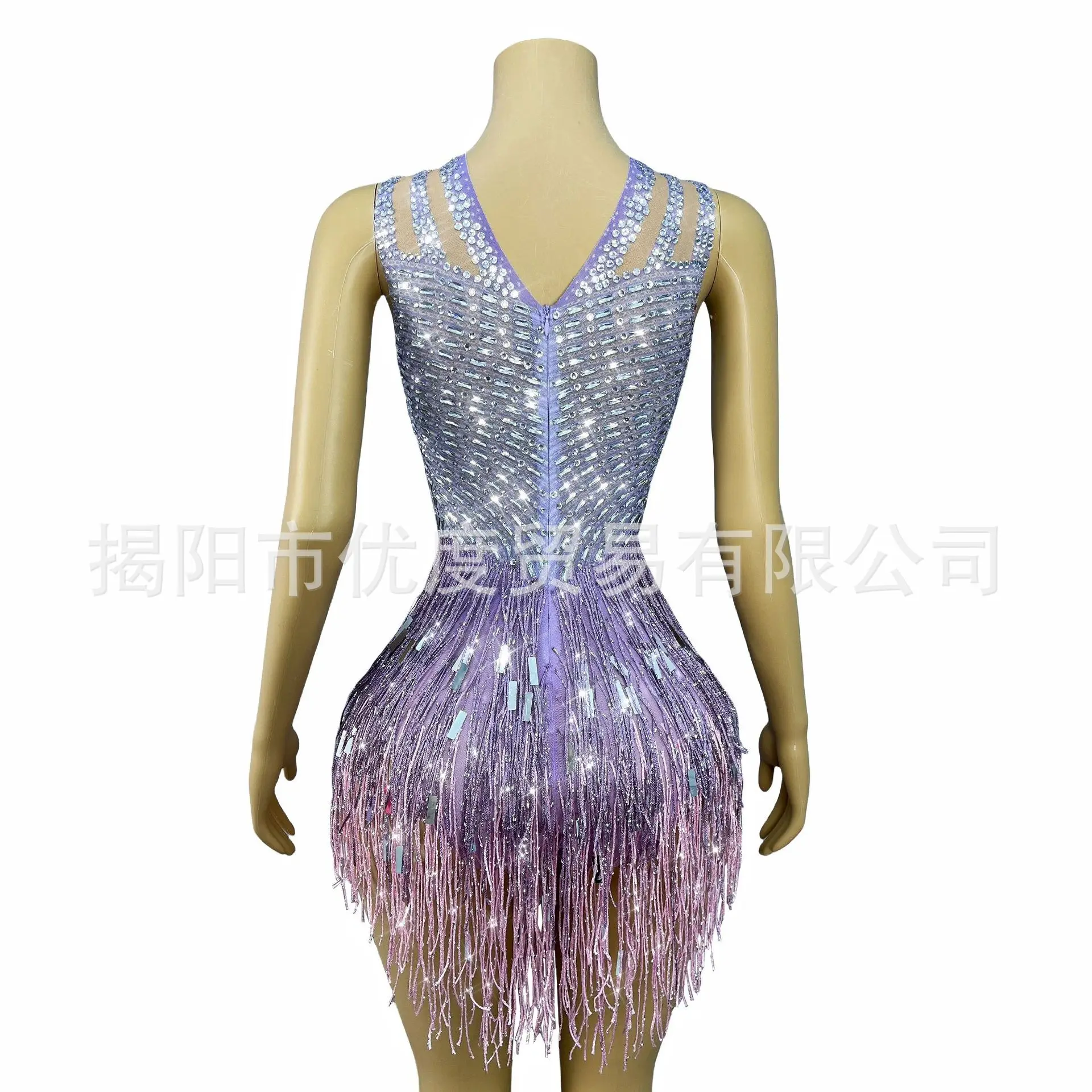 شرابة مطرزة حجر الراين نيسيي عالية شوكة أداء الرقص اللاتينية فستان سهرة الأميرة حفلة عيد ميلاد عشاء ترفرف