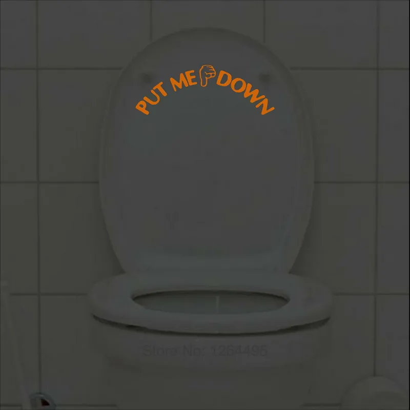 Glow in the Dark Funny Toilet Seat Sticker Put Me Down Toilet Bowl Decal Toilet Training Decorations Bathroom DIY Decor