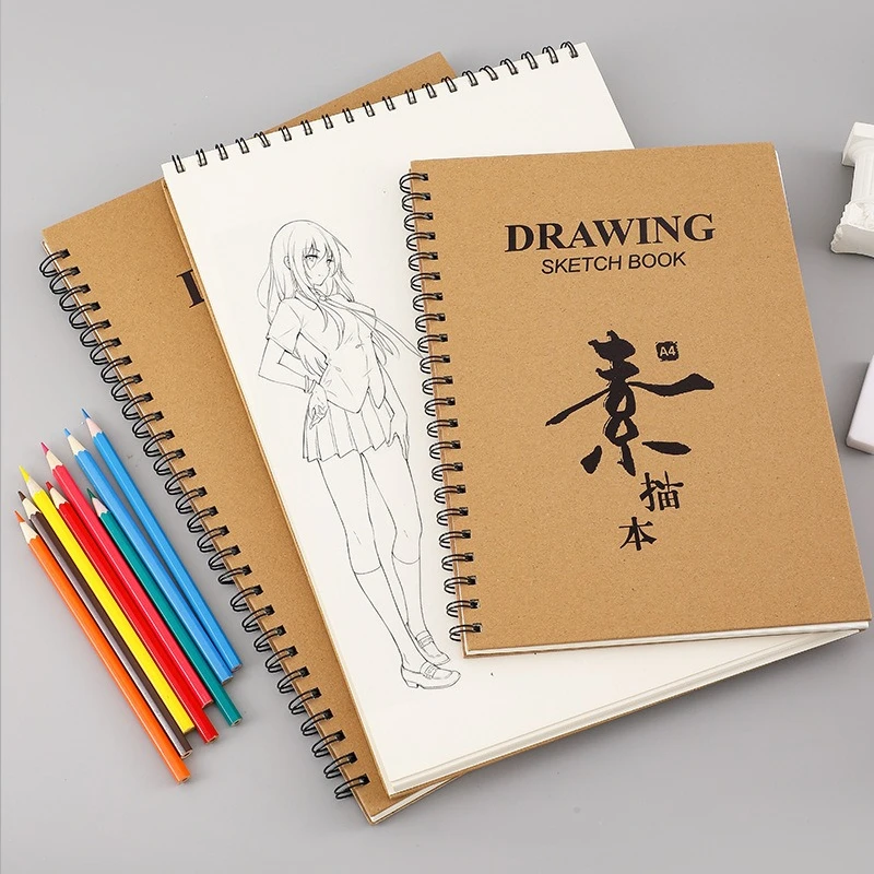 16K/A4 Double Coil Sketchbook 30 Pictures/60 Pages for Sketching Color Pencil Drawings Suitable Beginner Artists Designers
