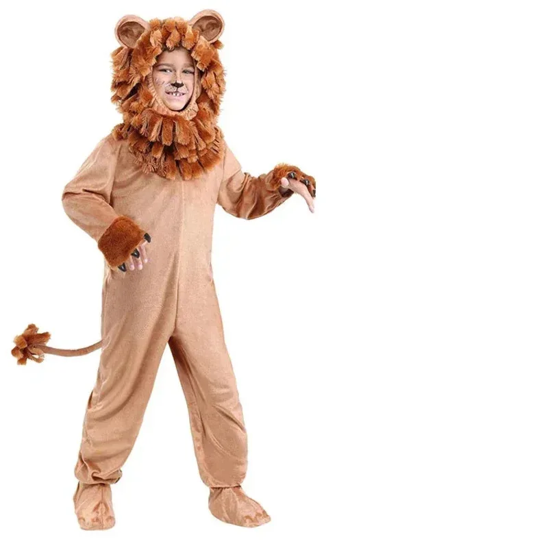 Роскошный костюм короля льва для детей и взрослых, карнавальные костюмы с животными на Хэллоуин, нарядные комбинезоны для ролевых игр из фильма MN11