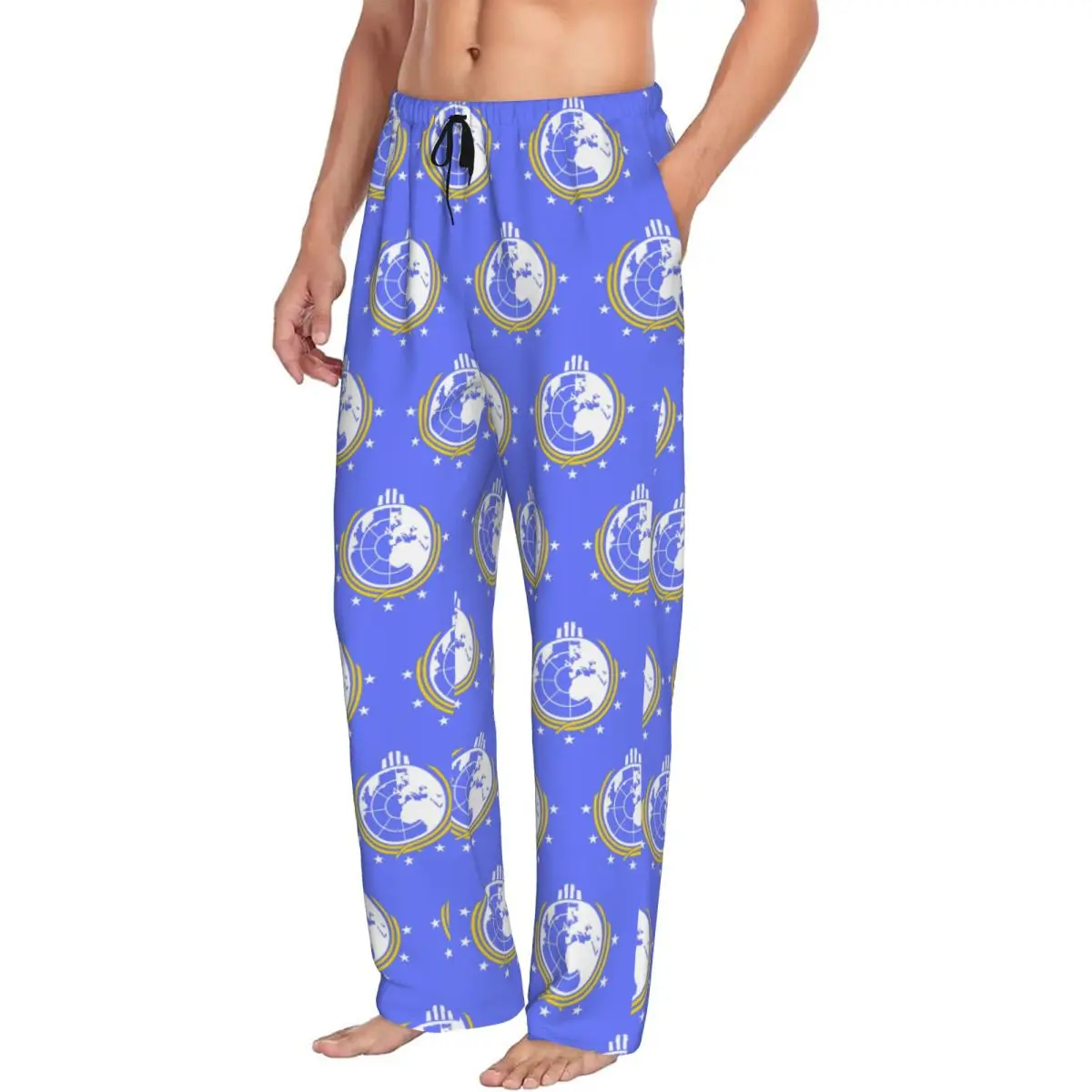 

Custom Into Hell Liberty Diving Earth For Super Men Pajama Pants Lounge Sleep Sleepwear Bottoms with Pockets