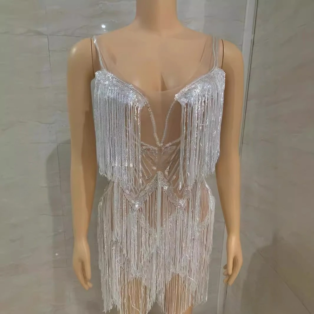 공연 의류 하이 엔드 패션 섹시한 프린지 튜브 탑 라인 석 체인 허리 스커트 세트 바 나이트 클럽 Vestidos De Gala Mujer