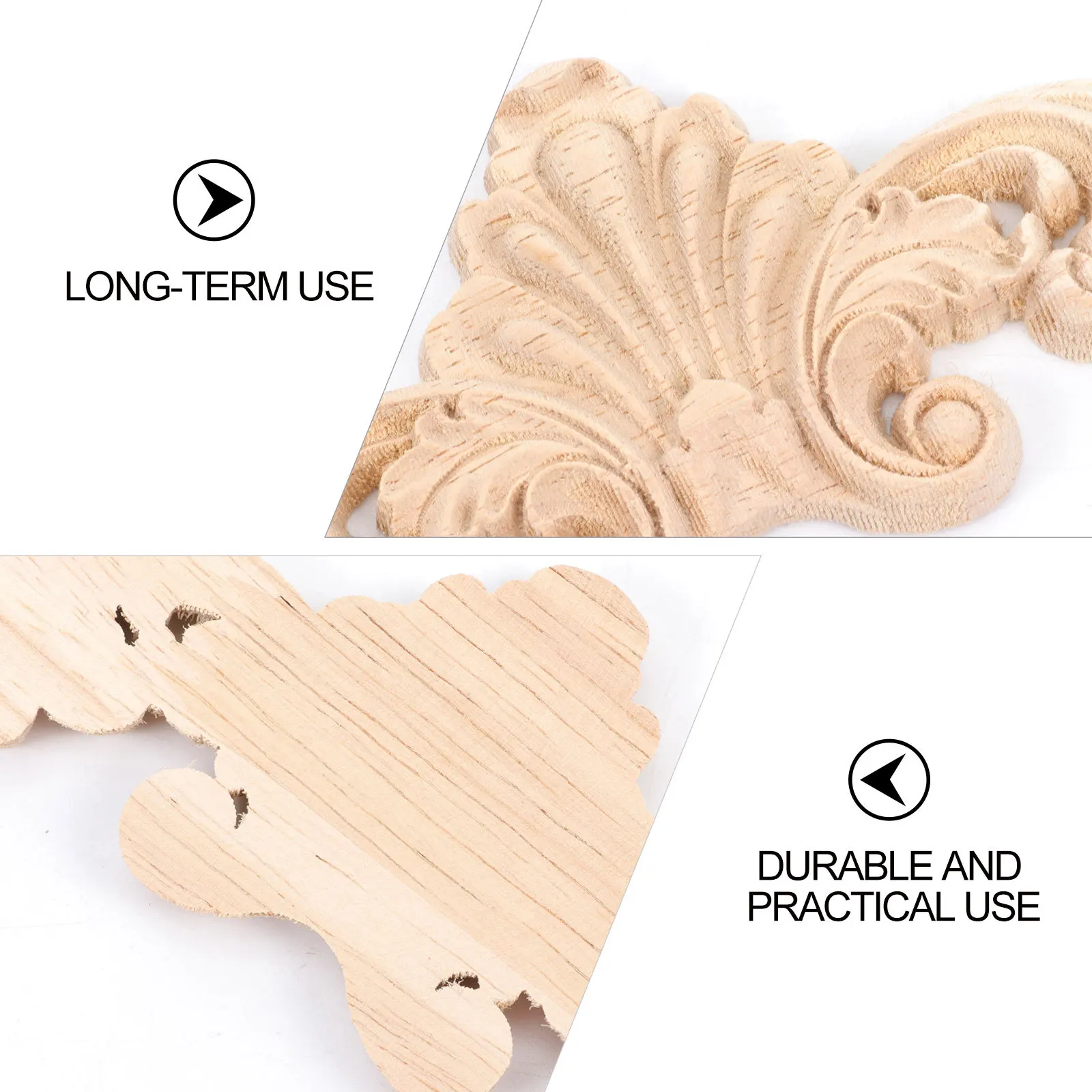 

6pcs Decorative Furniture Wood Applique Carving Natural Logs Eco-Friendly Elegant Design For Home