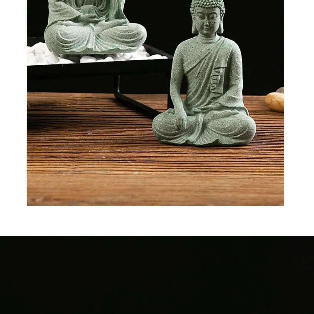 Miniature Buddha Statue Sandstone Ornament Zen Home Decor Office Desktop Aquarium Landscape Sculpture Traditional Craft