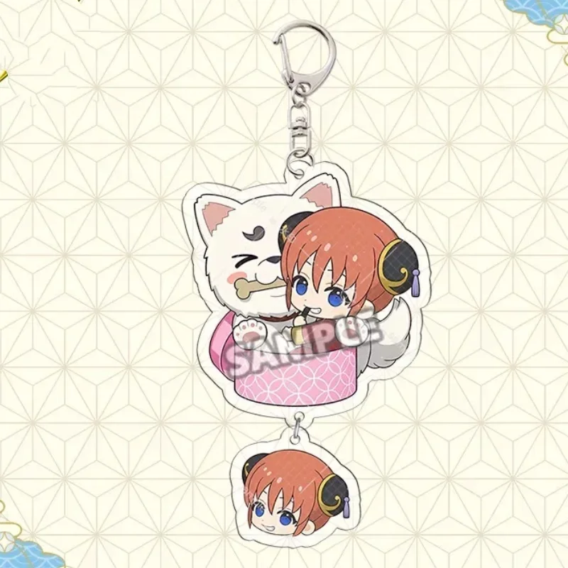 Display Acrylic Keychain Bag Pendant Anime Gintama6CM Sadaharu/Kagura/Tae Shimura/Elizabeth Backpack Charm With Pendant Souvenir